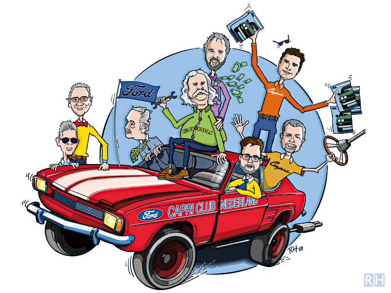 cartoon-illustratie-FFCN, Ford Capri Club Nederland